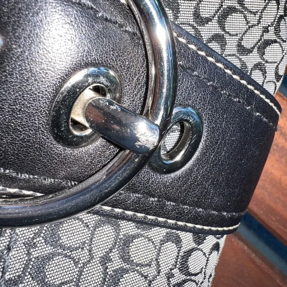 Coach Vintage Soho Signature C Black Monogram Y2K Shoulder Handbag Purse F12308 - Picture 3 of 14